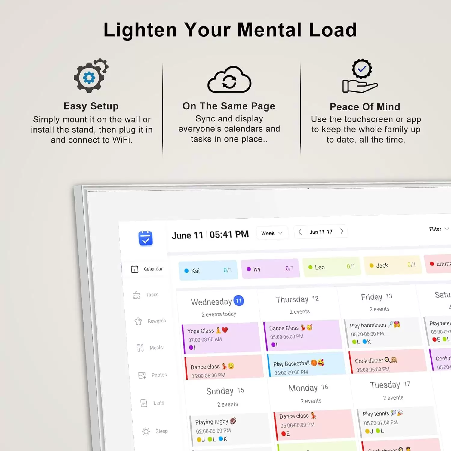 Akimart 15.6 inch Digital Calendar, IPS HD Touch Screen Display for Family Schedules, Hearth Display Desk Smart Calendar Seamless Scheduling