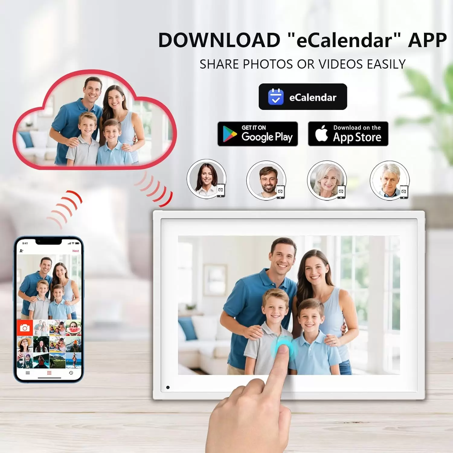 Akimart 10.1 Inch Digital Calendar, IPS HD Touch Screen Display for Family Schedules, Hearth Display Desk Smart Calendar Seamless Scheduling