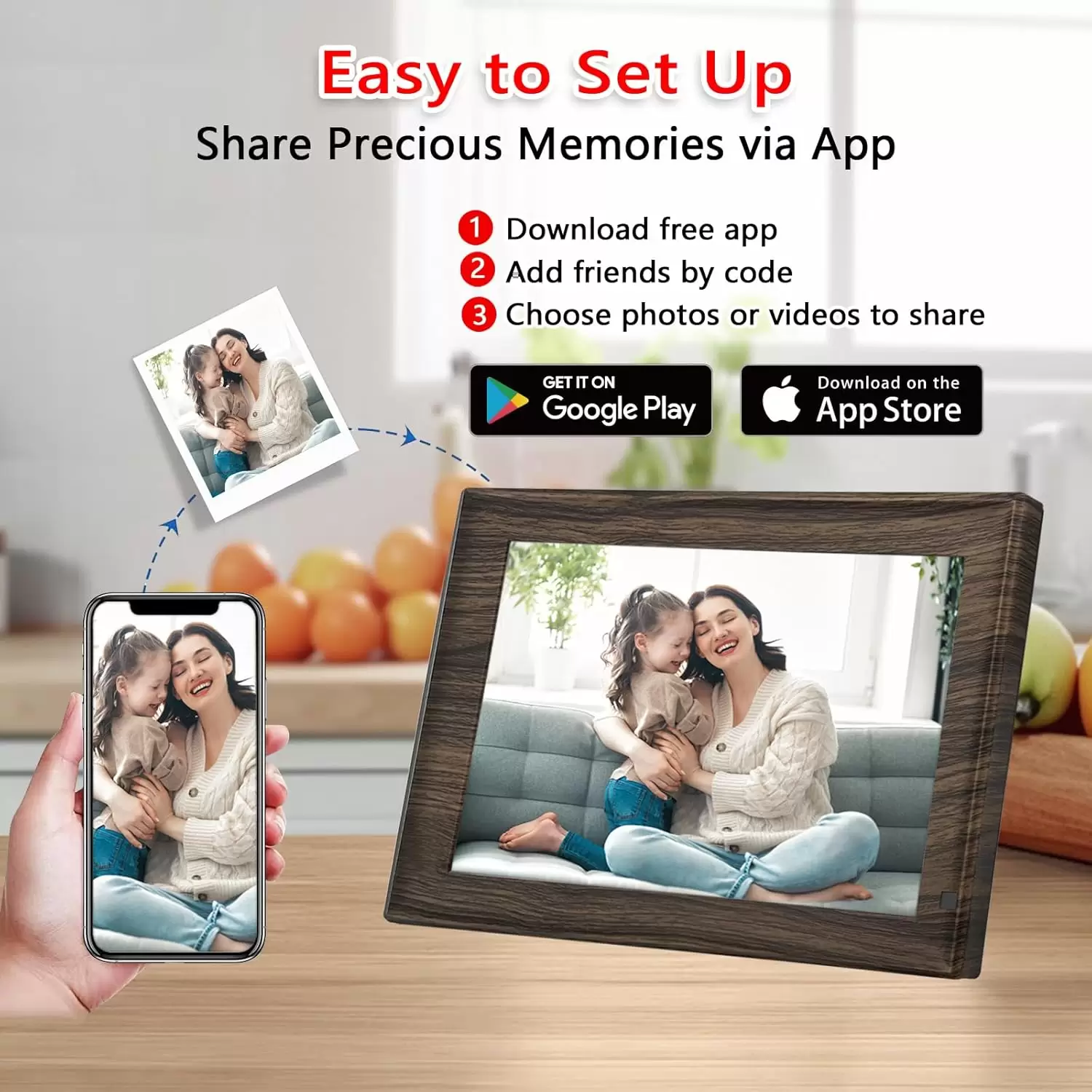 SSA WiFi Frame 10.1 Inch 32GB Digital Picture Frame-（Mood）, IPS Touch Screen, Auto-Rotate,Send 50 Photo Unlimited,Share Photos/Videos Instantly