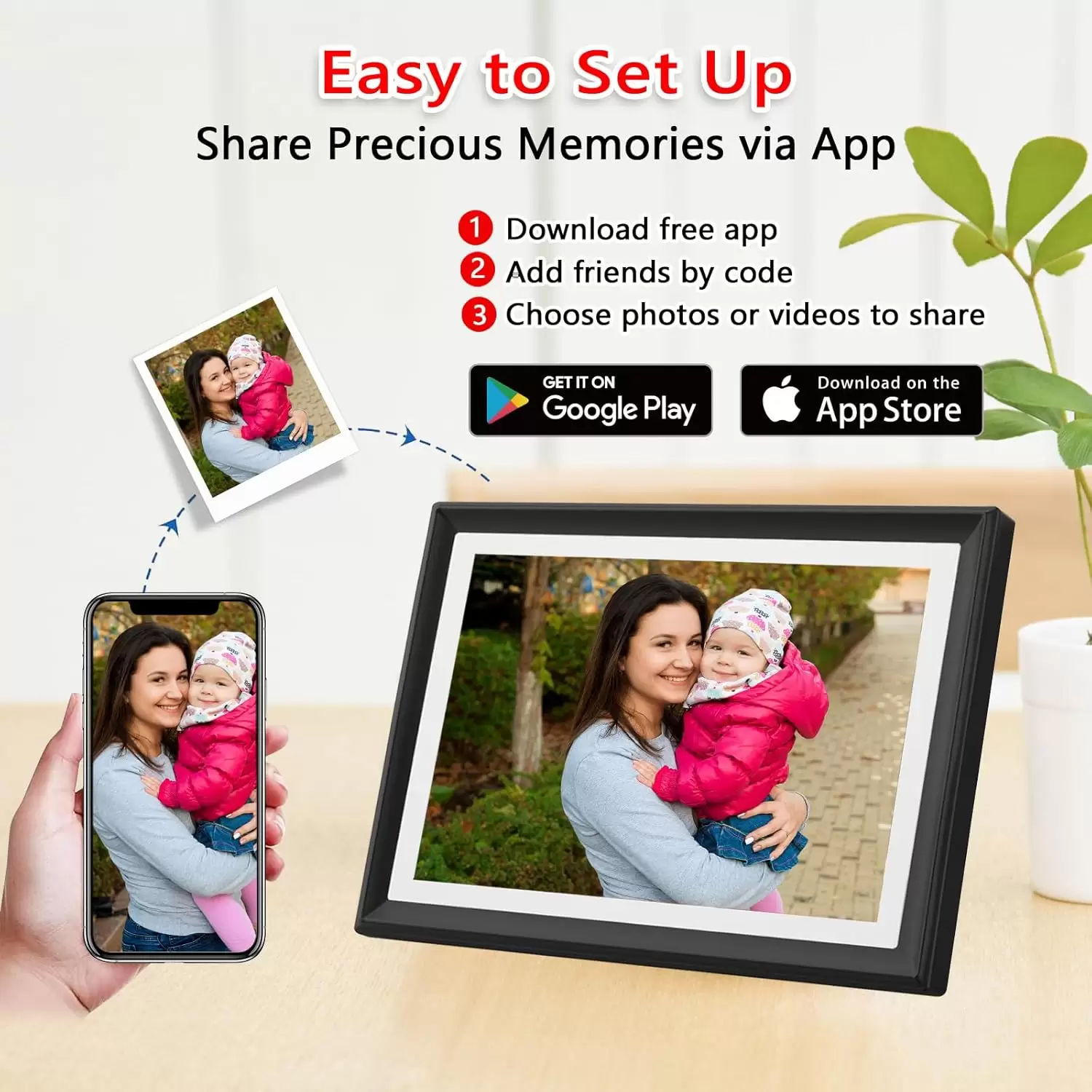 SSA WiFi Frame 10.1 Inch 32GB Digital Picture Frame-（Black and White）, IPS Touch Screen, Auto-Rotate,Send 50 Photo Unlimited,Share Photos/Videos Instantly