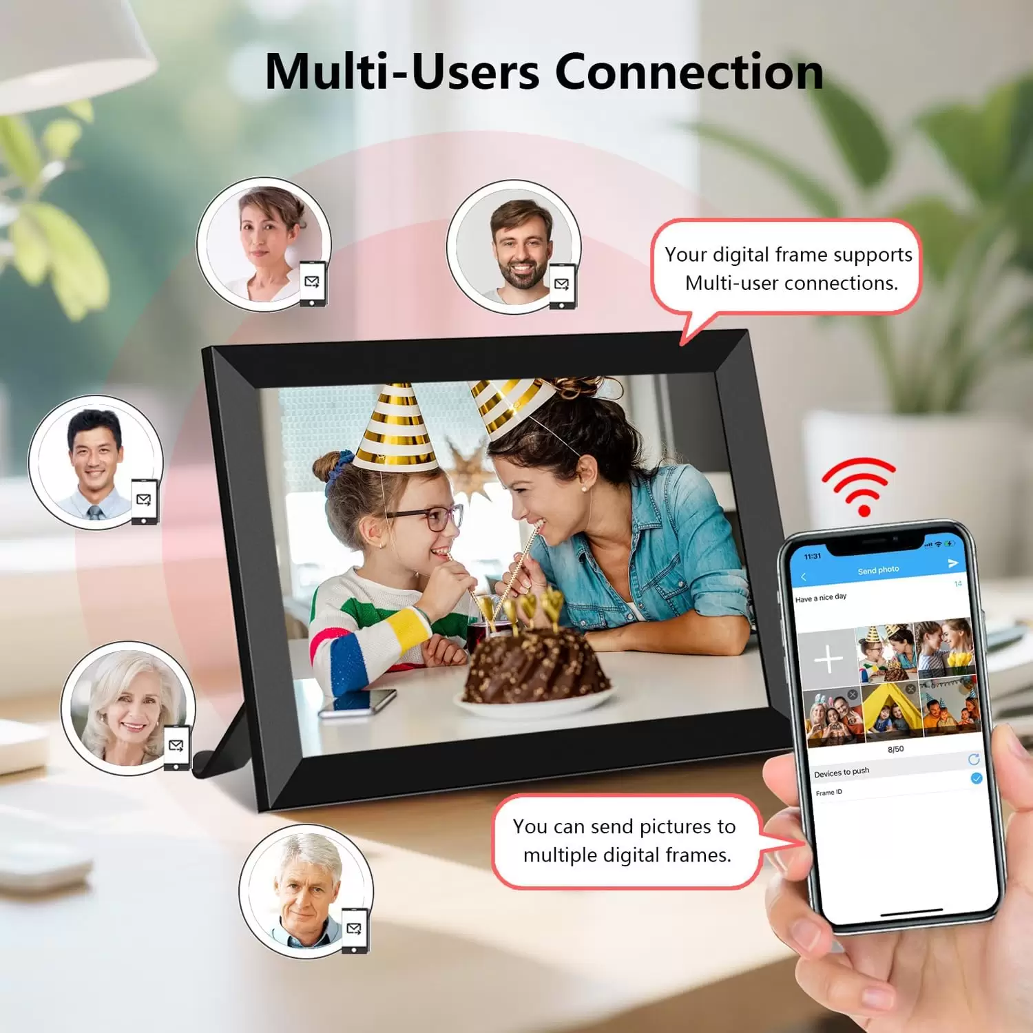 SSA WiFi Frame 10.1 Inch 32GB Digital Picture Frame, IPS Touch Screen, Auto-Rotate,Send 50 Photo Unlimited,Share Photos/Videos Instantly