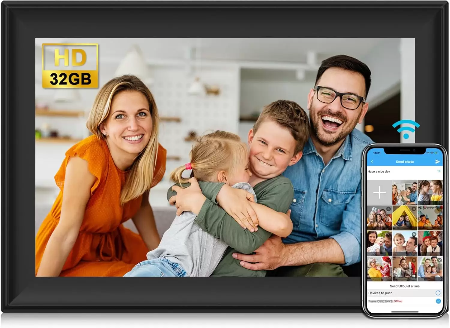 SSA WiFi Frame 10.1 Inch 32GB Digital Picture Frame, IPS Touch Screen, Auto-Rotate,Send 50 Photo Unlimited,Share Photos/Videos Instantly