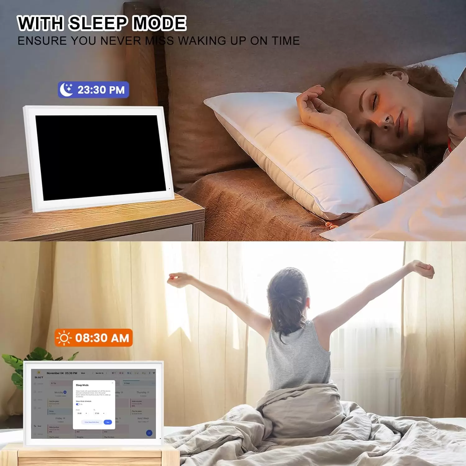 Akimart 21.5 Inch Digital Calendar, IPS HD Touch Screen Display for Family Schedules, Hearth Display Desk Smart Calendar Seamless Scheduling