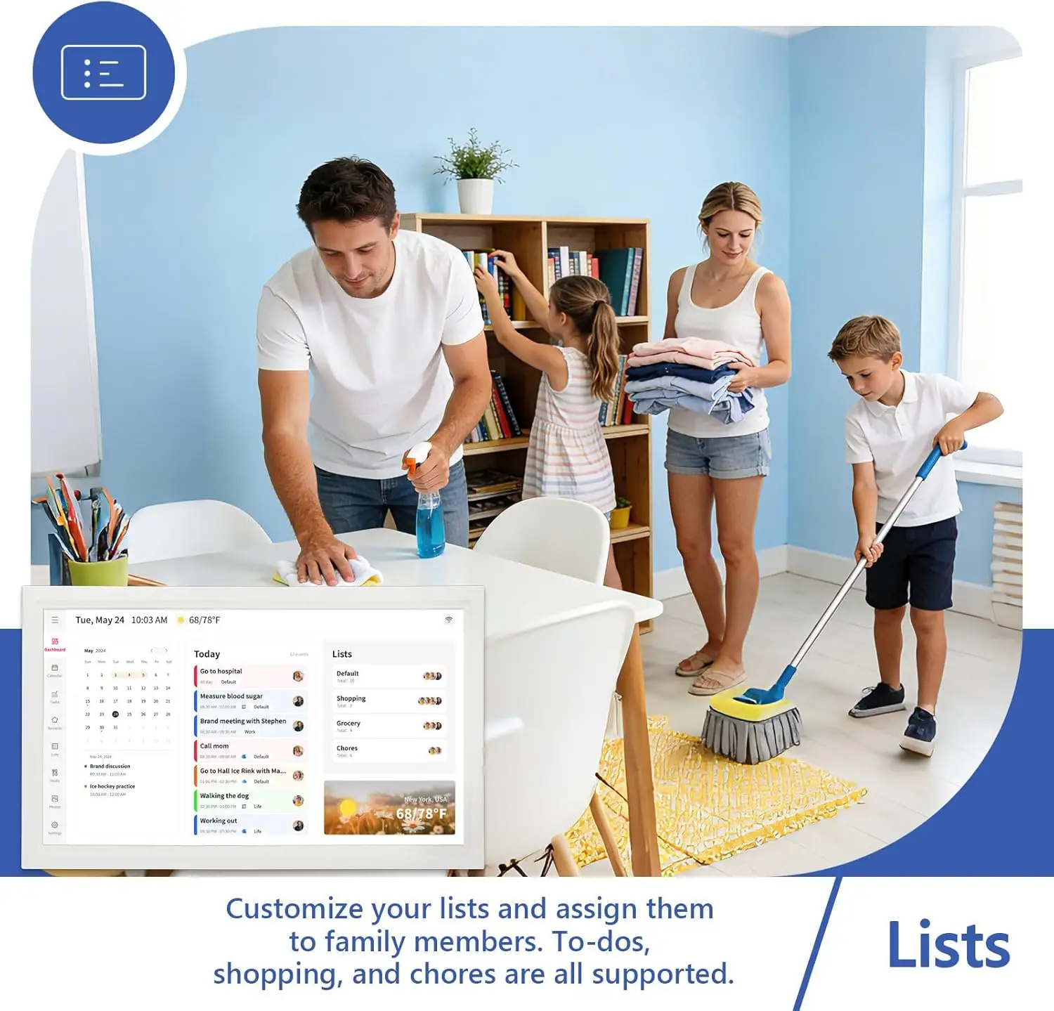 Akimart 21.5 Inch Digital Calendar, IPS HD Touch Screen Display for Family Schedules, Hearth Display Desk Smart Calendar Seamless Scheduling