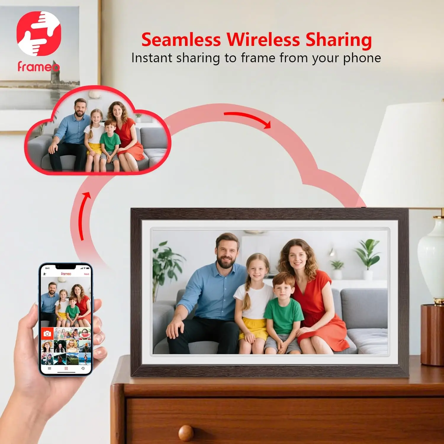 Frameo 21.5 Inch 64GB Digital Picture Frame, IPS HD Touch Screen, Photo Frame with Auto-Rotate Instant Share Photo/Video Sharing via Frameo App, Gift for Mom