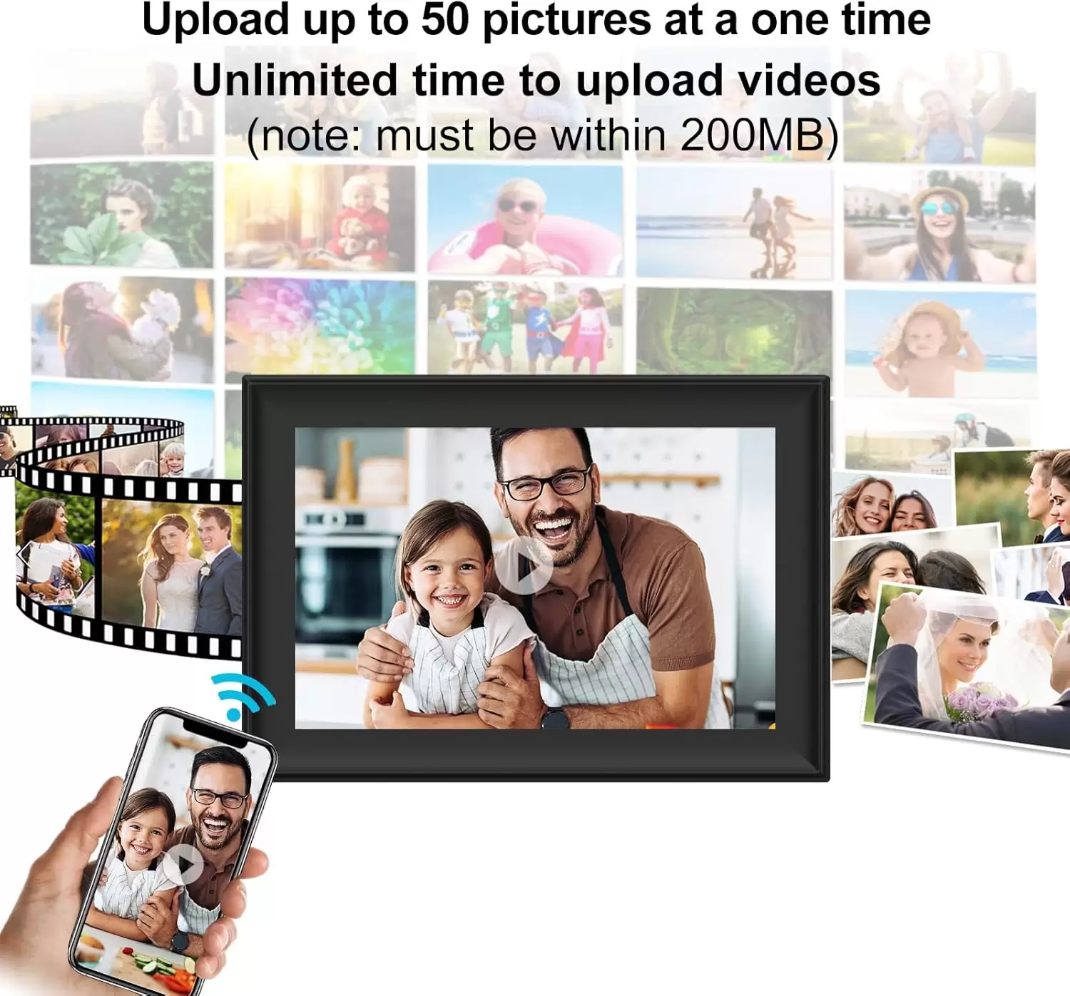 SSA WiFi Frame 10.1 Inch 32GB Digital Picture Frame, IPS Touch Screen, Auto-Rotate,Send 50 Photo Unlimited,Share Photos/Videos Instantly