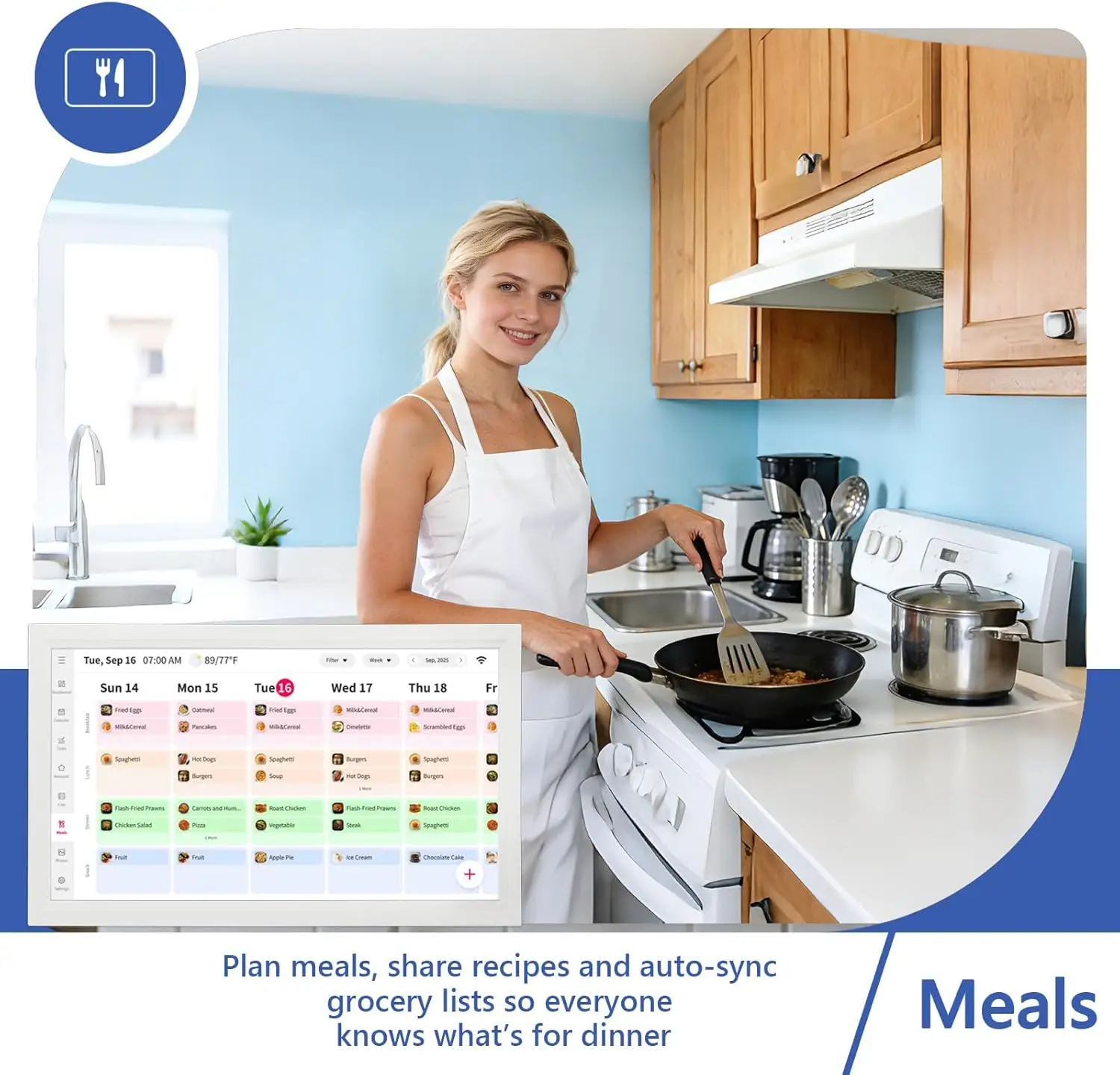 Akimart 21.5 Inch Digital Calendar, IPS HD Touch Screen Display for Family Schedules, Hearth Display Desk Smart Calendar Seamless Scheduling