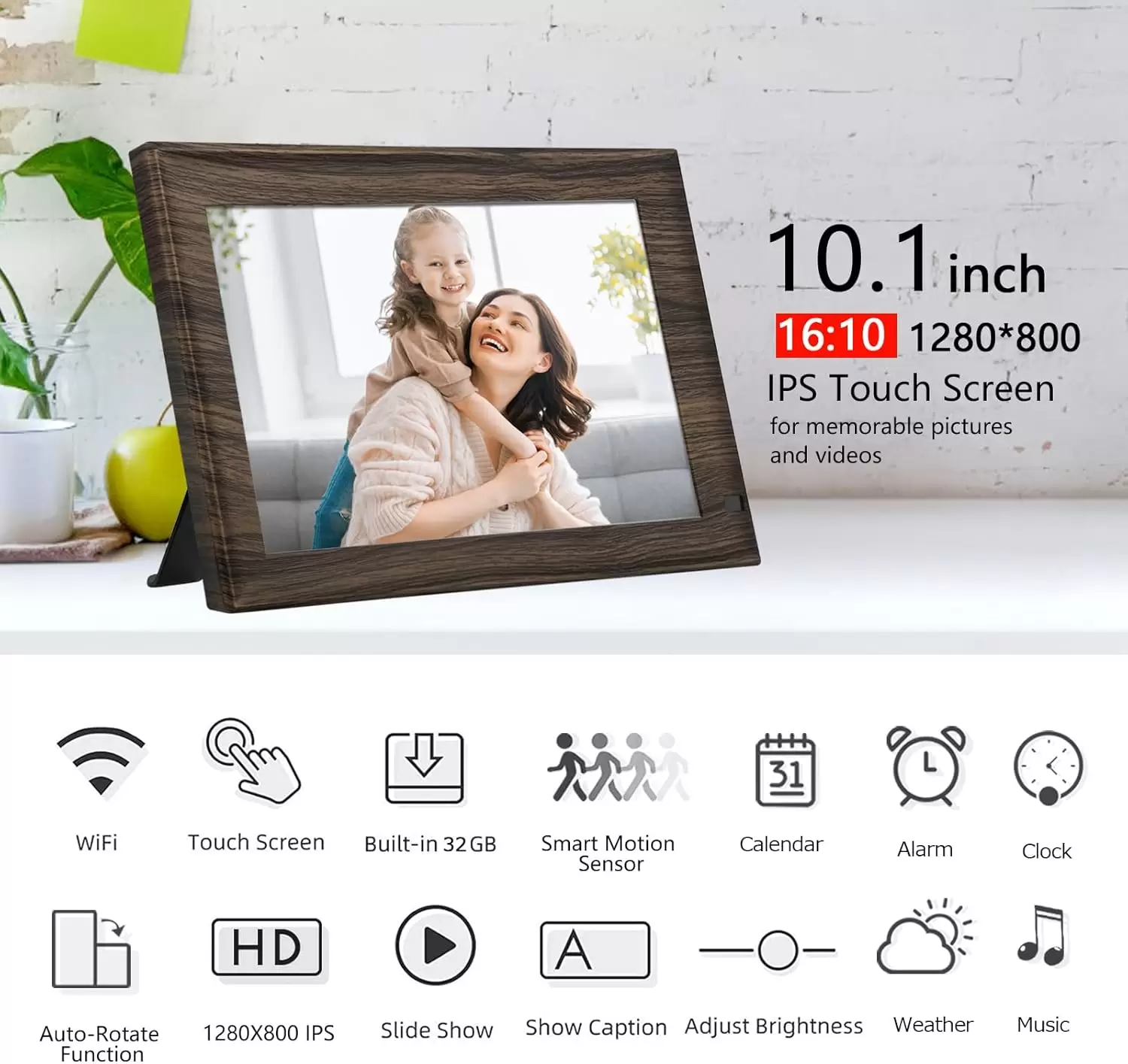 SSA WiFi Frame 10.1 Inch 32GB Digital Picture Frame-（Mood）, IPS Touch Screen, Auto-Rotate,Send 50 Photo Unlimited,Share Photos/Videos Instantly
