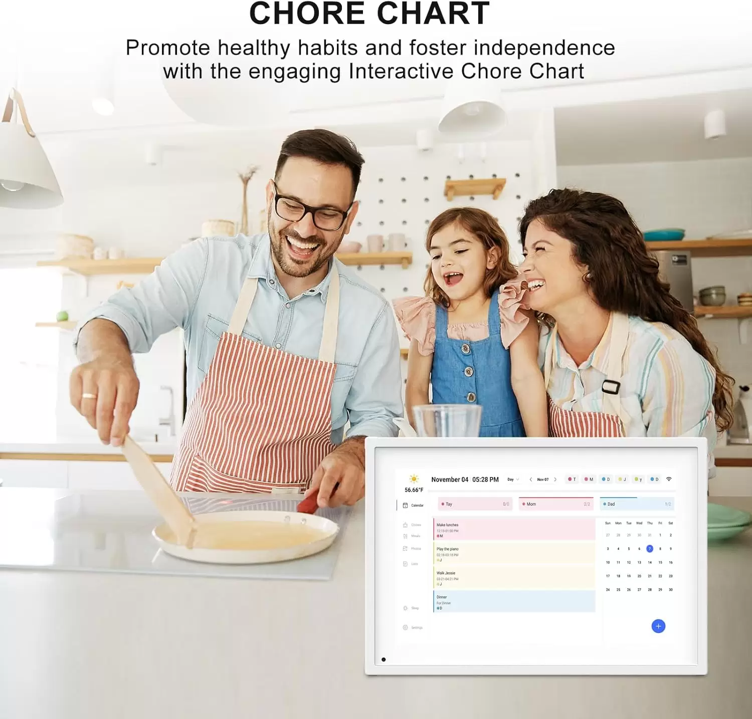 Akimart 10.1 Inch Digital Calendar, IPS HD Touch Screen Display for Family Schedules, Hearth Display Desk Smart Calendar Seamless Scheduling