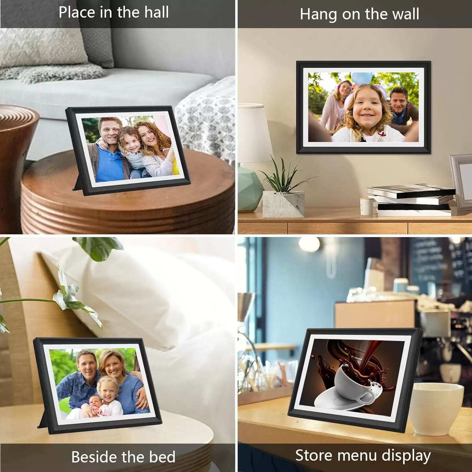 SSA WiFi Frame 10.1 Inch 32GB Digital Picture Frame-（Black and White）, IPS Touch Screen, Auto-Rotate,Send 50 Photo Unlimited,Share Photos/Videos Instantly