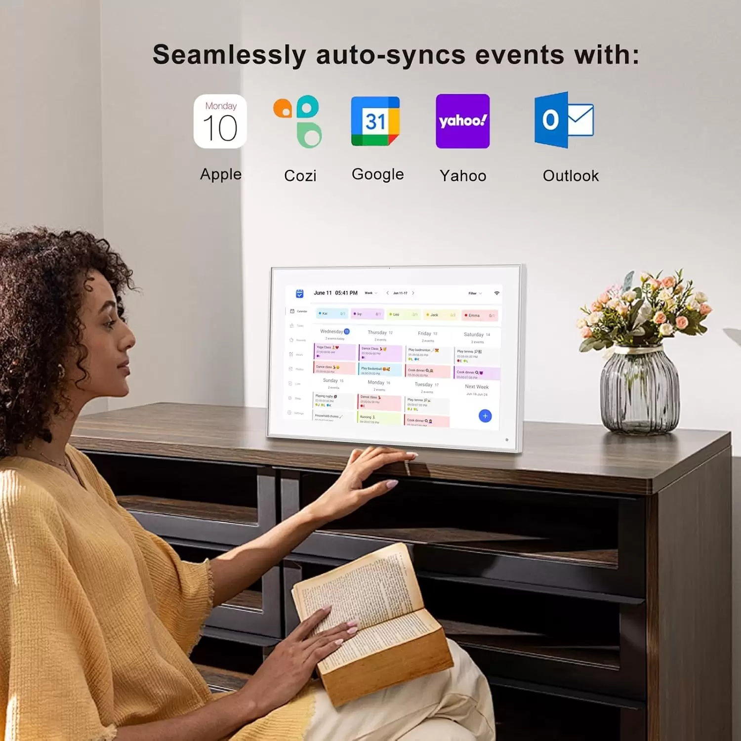 Akimart 15.6 inch Digital Calendar, IPS HD Touch Screen Display for Family Schedules, Hearth Display Desk Smart Calendar Seamless Scheduling