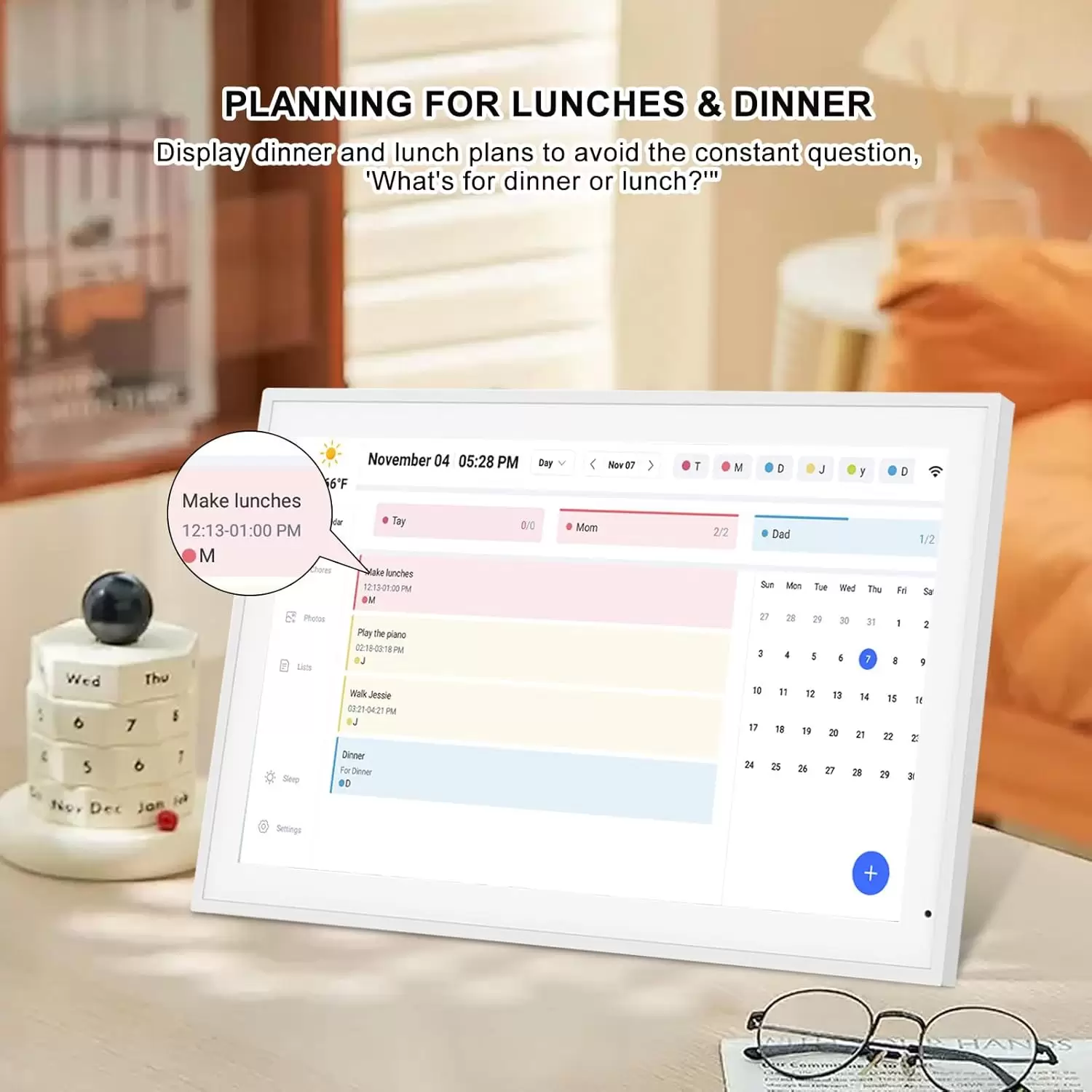 Akimart 21.5 Inch Digital Calendar, IPS HD Touch Screen Display for Family Schedules, Hearth Display Desk Smart Calendar Seamless Scheduling