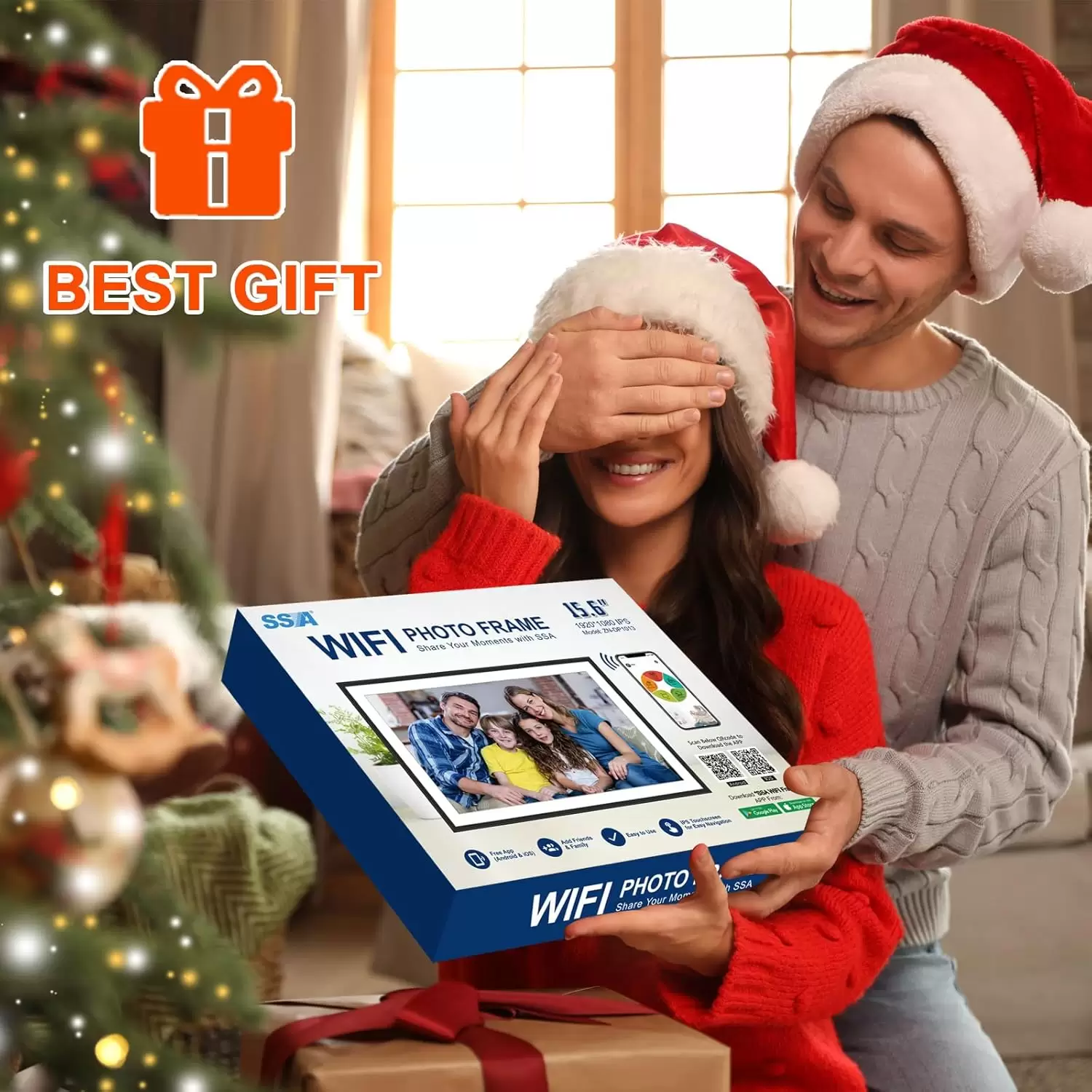 SSA WiFi Frame 15.6 Inch 32GB Digital Picture Frame, IPS Touch Screen, Auto-Rotate,Send 50 Photo Unlimited,Share Photos/Videos Instantly