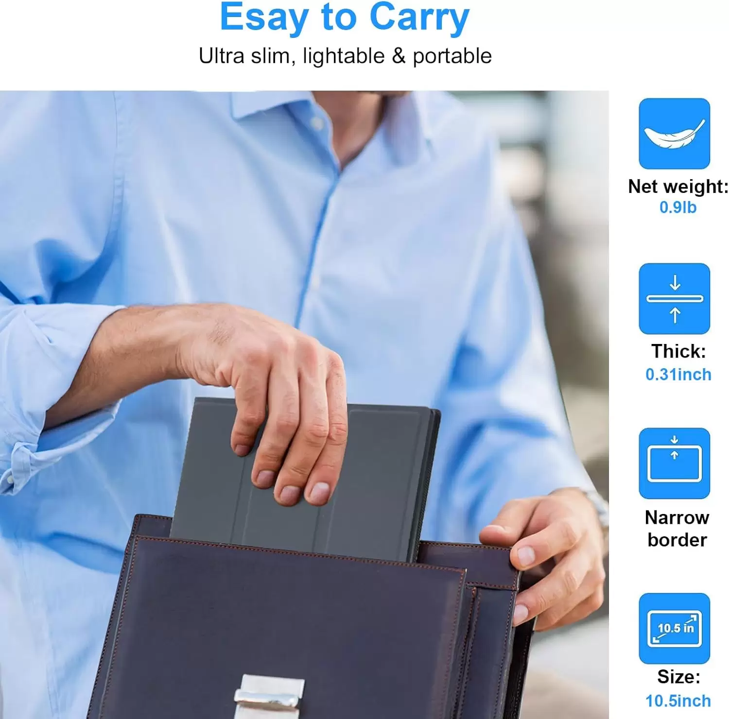 moonka 10.5inch Portable Monitor 1920x1280P FHD IPS Screen USB-C Laptop Second External for Laptop,PC,Mac Phone,PS,Swich,IPS Ultra-Thin Zero Frame Gaming Monitor/Premium Smart Cover