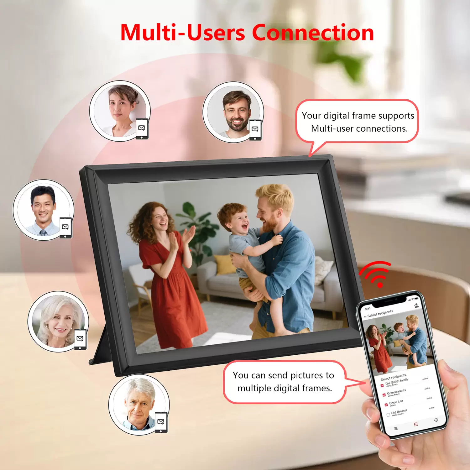 Frameo 15.6 Inch 32GB Digital Picture Frame, IPS HD Touch Screen, 32GB Storage, Photo Frame with Auto-Rotate Instant Share Photo/Video Sharing via Frameo App, Gift for Mom