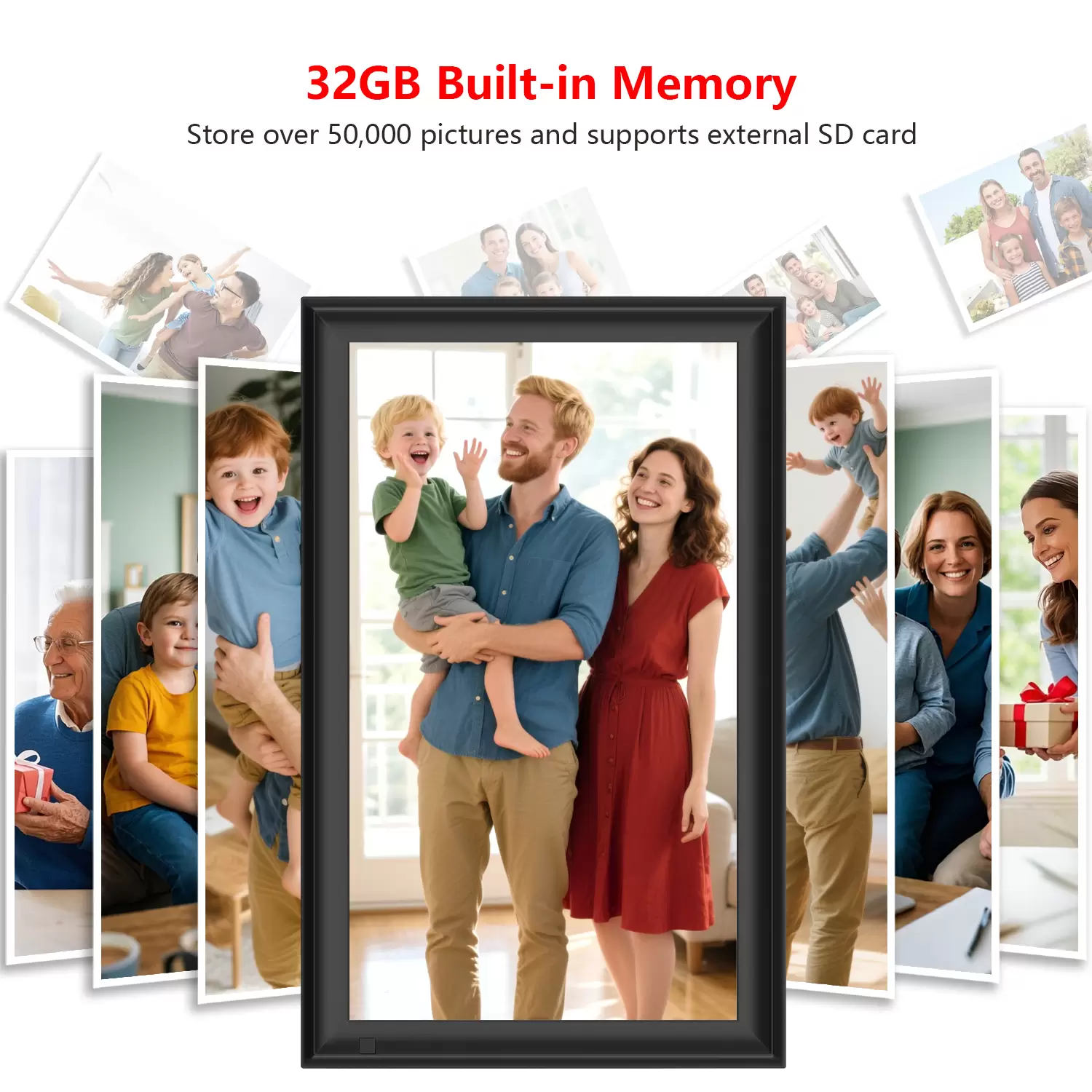 Frameo 15.6 Inch 32GB Digital Picture Frame, IPS HD Touch Screen, 32GB Storage, Photo Frame with Auto-Rotate Instant Share Photo/Video Sharing via Frameo App, Gift for Mom