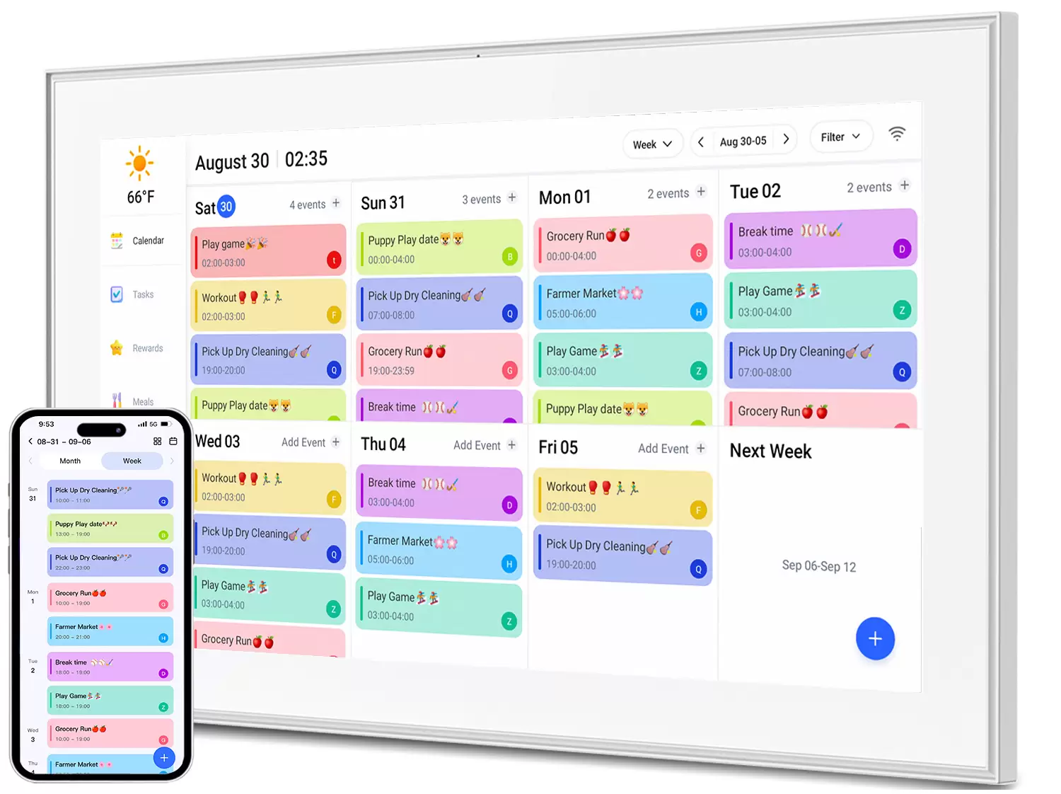 Akimart 15.6 inch Digital Calendar, IPS HD Touch Screen Display for Family Schedules, Hearth Display Desk Smart Calendar Seamless Scheduling