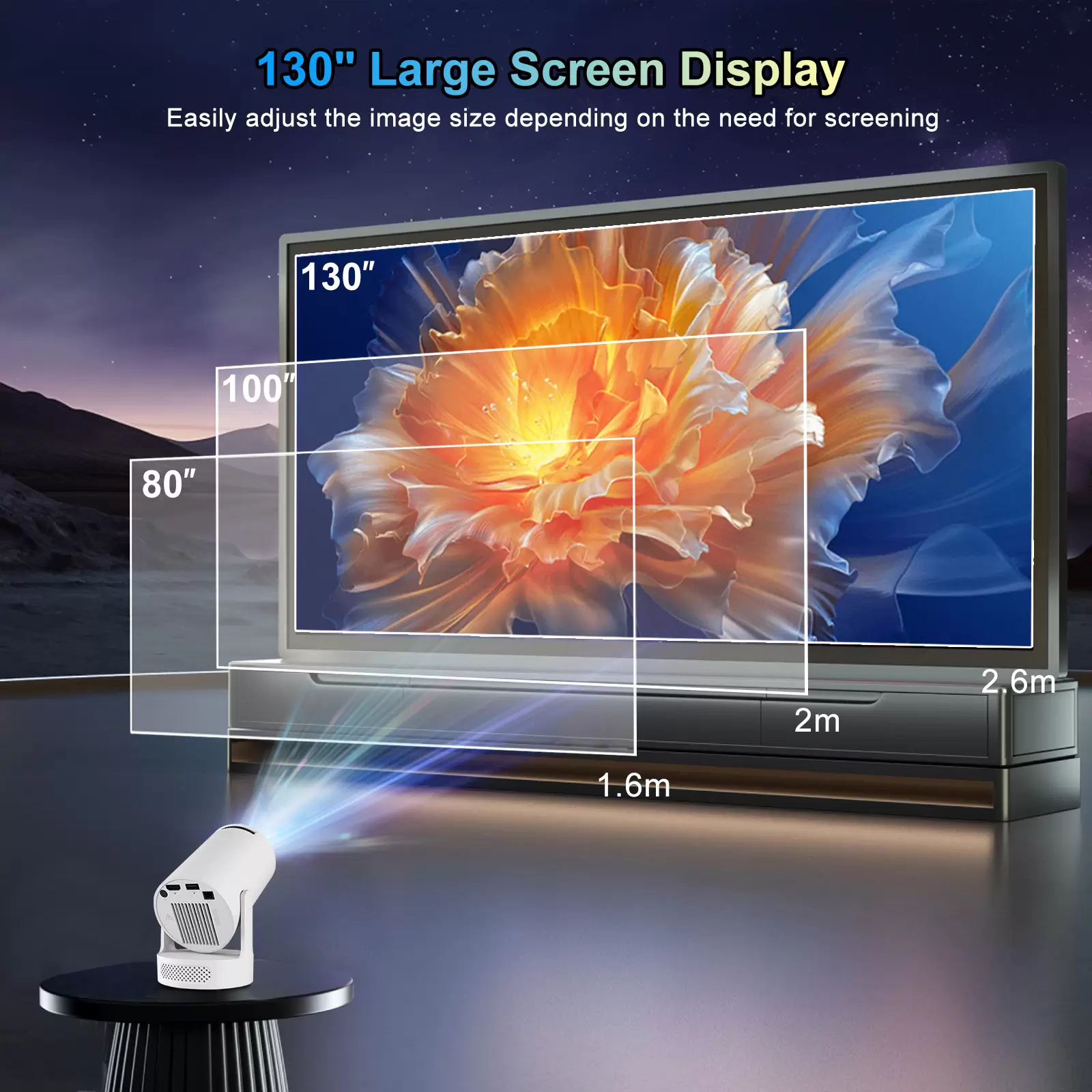 Akimart Mini Projector 720P with Dual-Band WIFI6 5G Wireless 5.4 Bluetooth Android 11