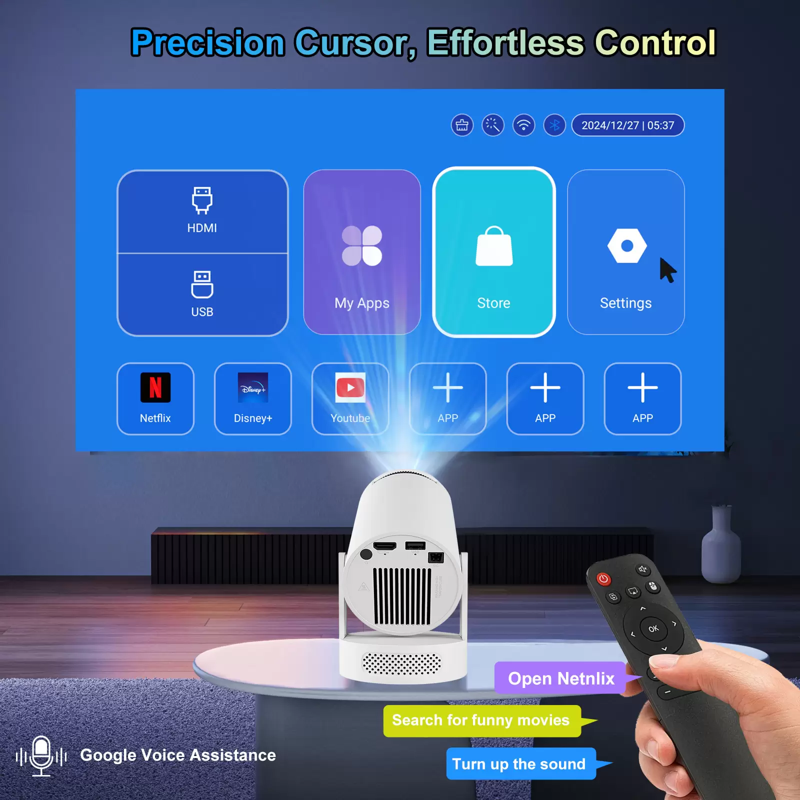Akimart Mini Projector 720P with Dual-Band WIFI6 5G Wireless 5.4 Bluetooth Android 11