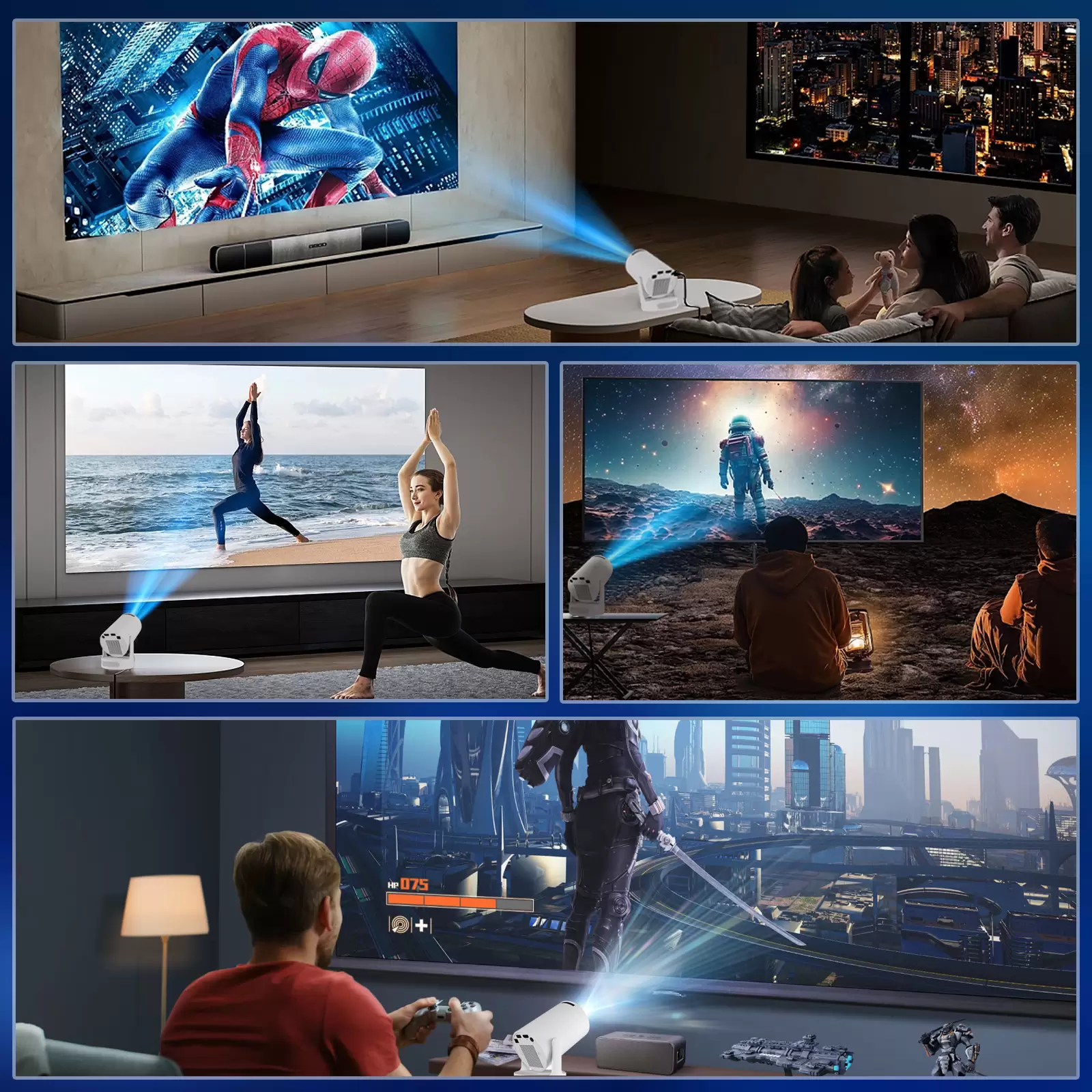 Akimart Mini Projector 720P with Dual-Band WIFI6 5G Wireless 5.4 Bluetooth Android 11