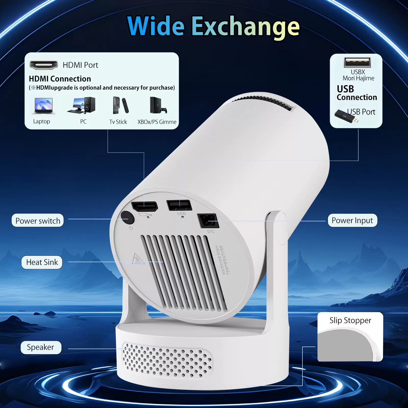 Akimart Mini Projector 720P with Dual-Band WIFI6 5G Wireless 5.4 Bluetooth Android 11