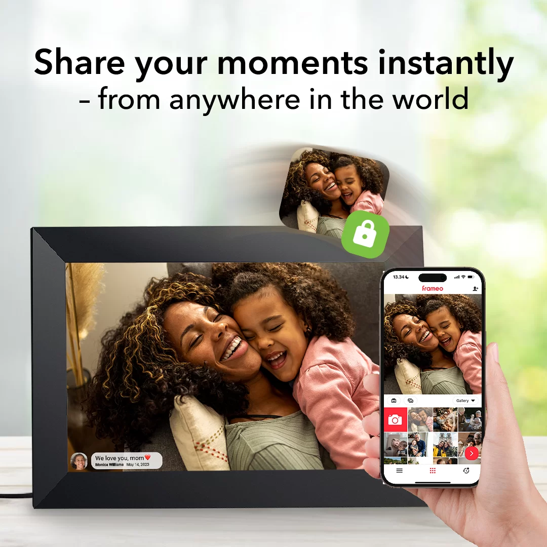 10.1 inch 32GB WiFi Digital Picture Frame, IPS LCD Touch Screen, Auto-Rotate Easy Setup to Share Photos & Videos via Frameo APP from Anywhere