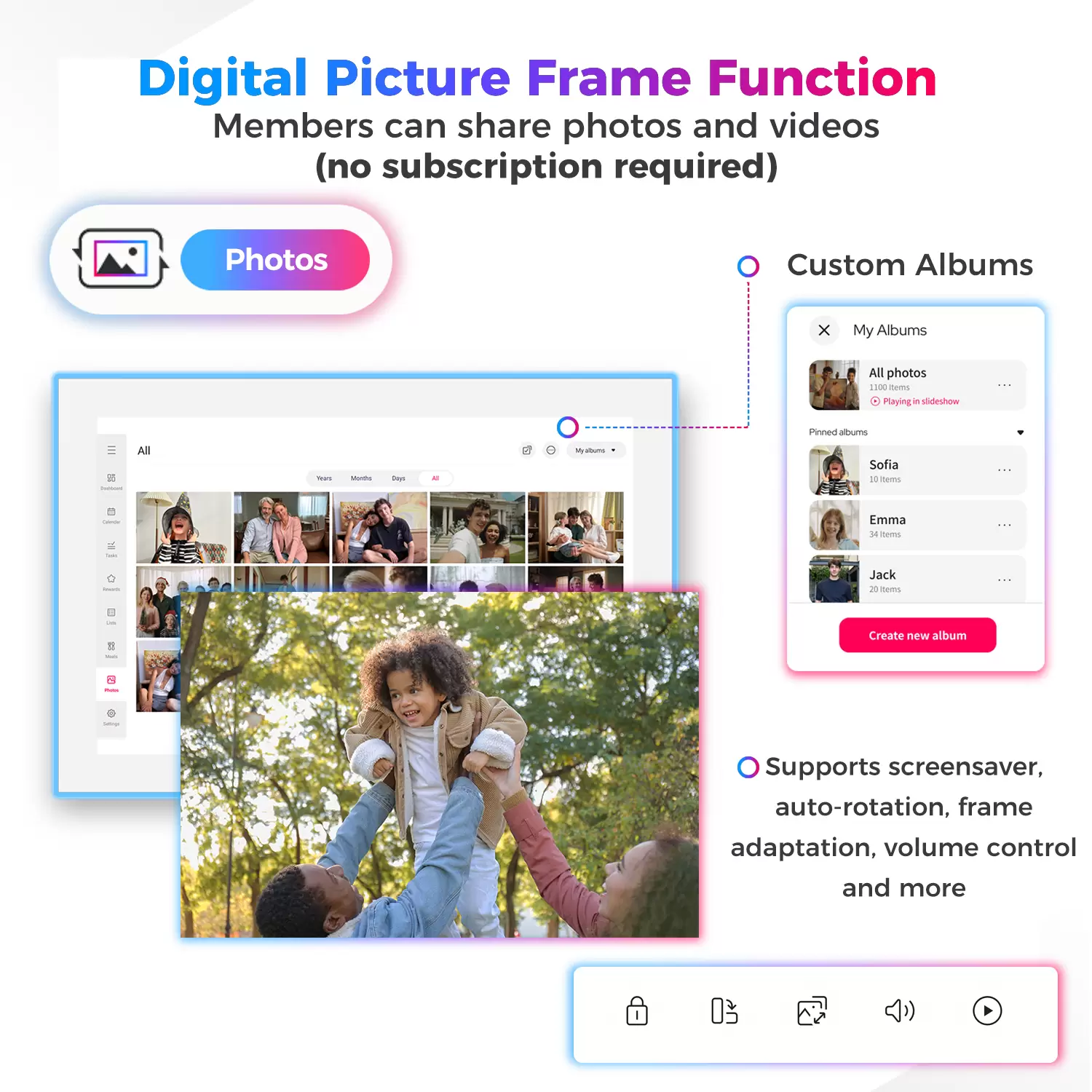 10.1″ Digital Calendar & Chore Chart, LED Reminder Light, Smart Touchscreen Interactive Display for Family Schedules