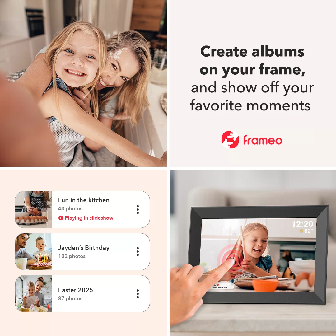10.1 inch 32GB WiFi Digital Picture Frame, IPS LCD Touch Screen, Auto-Rotate Easy Setup to Share Photos & Videos via Frameo APP from Anywhere