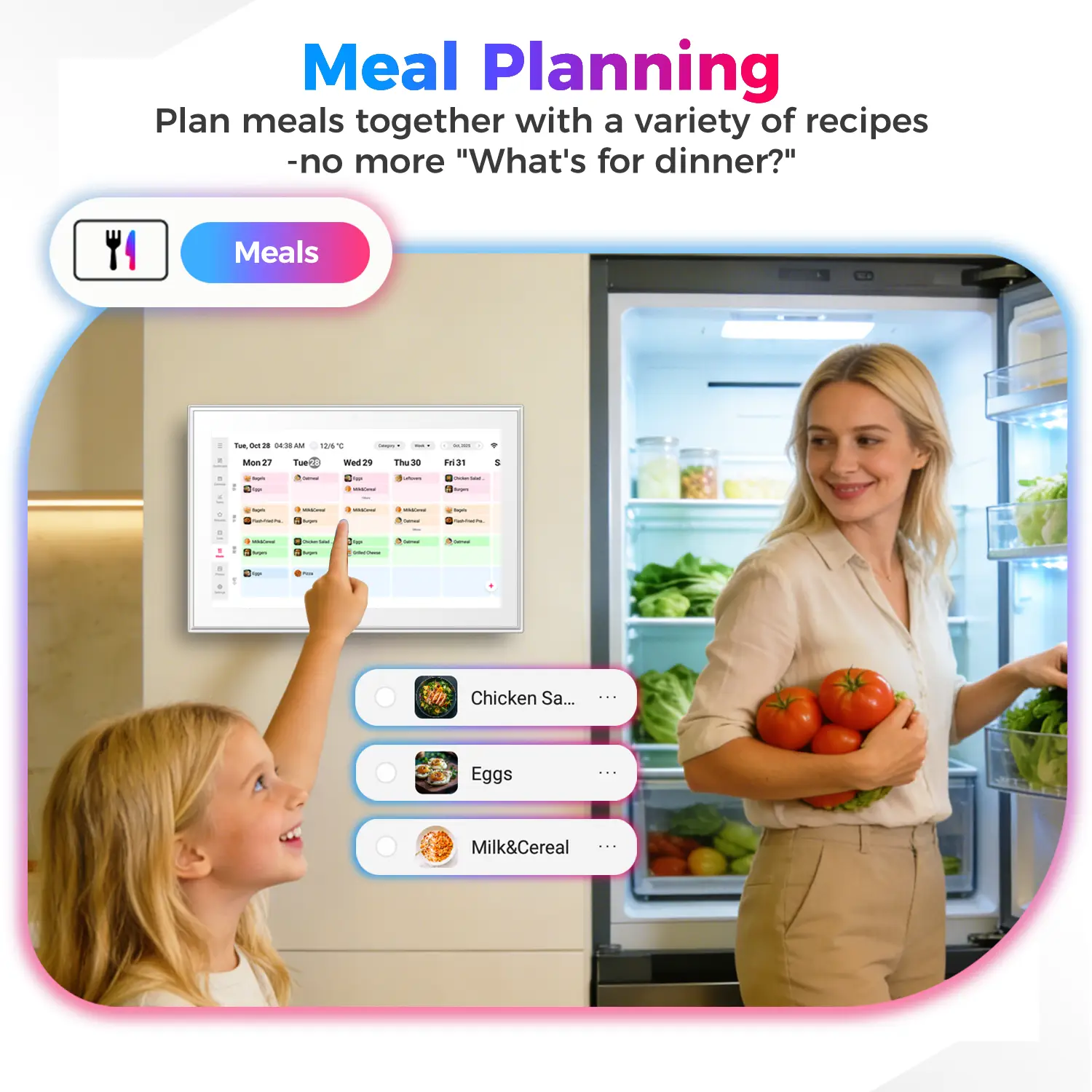 10.1 inch Smart Digital Calendar & Chore Chart, Wall & DeskMount – Smart Family Planner for Daily Schedules, Meal Planning, and Household Organization, Digital Photo Frame Functon