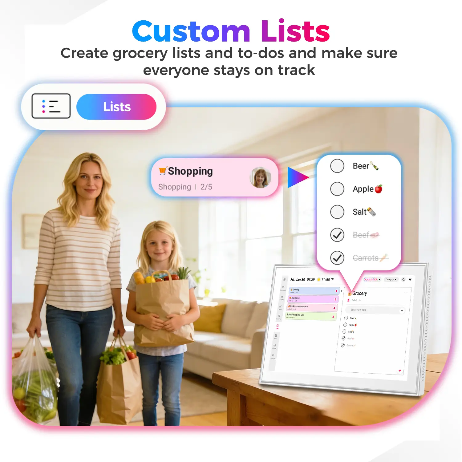 10.1 inch Smart Digital Calendar & Chore Chart, Wall & DeskMount – Smart Family Planner for Daily Schedules, Meal Planning, and Household Organization, Digital Photo Frame Functon