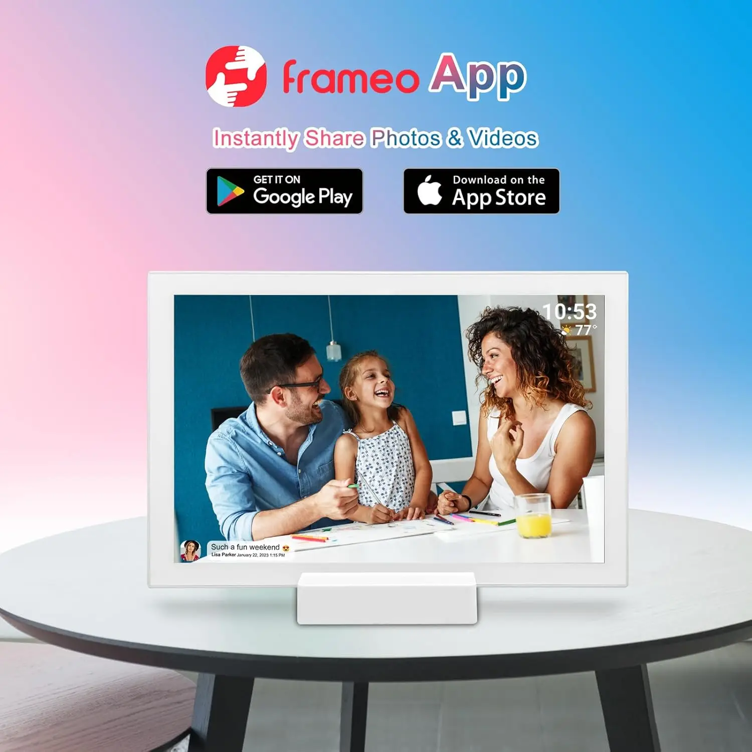 FRAMEO 10.1 Inch WiFi Digital Photo Frame with 5000mAh Battery,1280×800 HD IPS LCD Touch Screen,Auto-Rotate Portrait and Landscape,32GB Storage