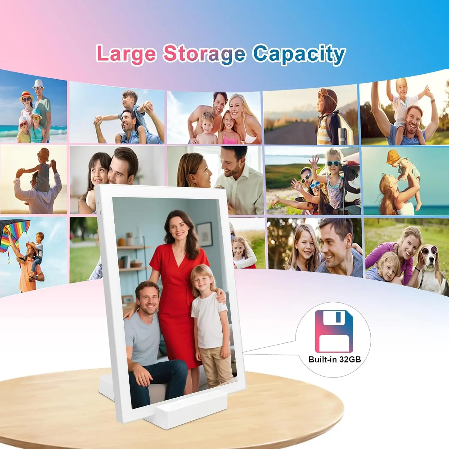 FRAMEO 10.1 Inch WiFi Digital Photo Frame with 5000mAh Battery,1280×800 HD IPS LCD Touch Screen,Auto-Rotate Portrait and Landscape,32GB Storage