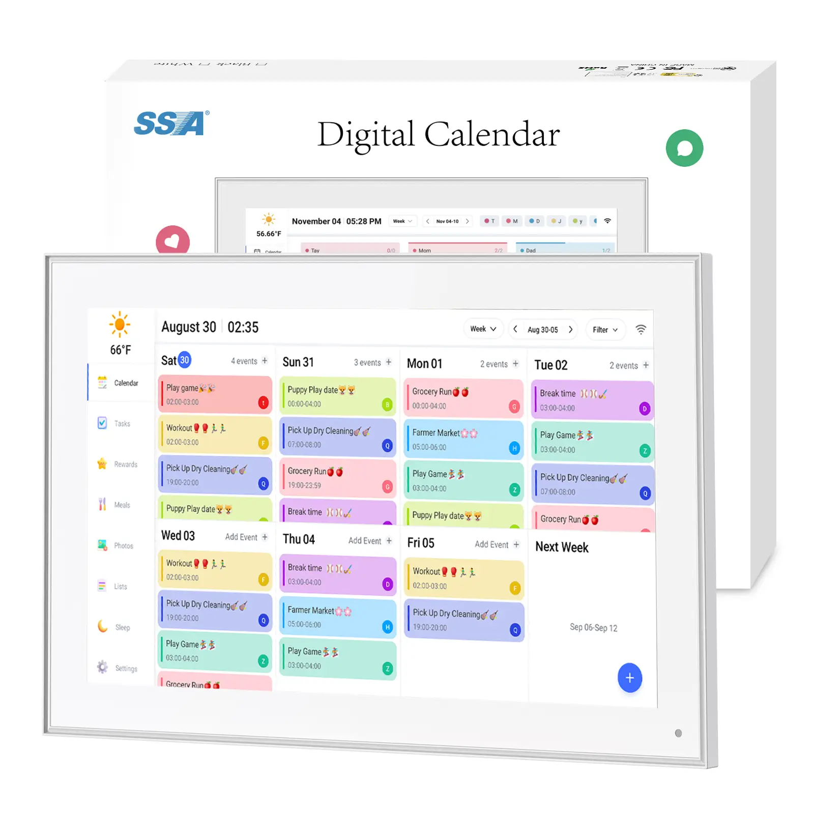 15.6 inch Digital Calendar & Chore Chart,Smart Touchscreen Interactive Display for Family Schedules, Digital Photo Frame Functon, Great for Organizing Your 2026 Calendar