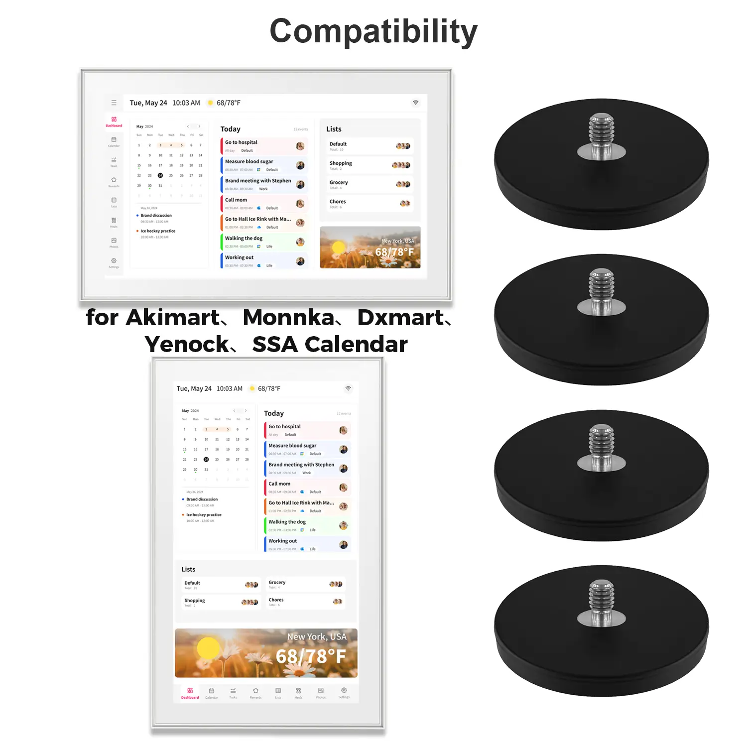Magnetic Mount for Magnetic Mount Compatible with Dxmart, Akimart, Moonka, SSA Digital Calendar, Digital Calendar Accessory
