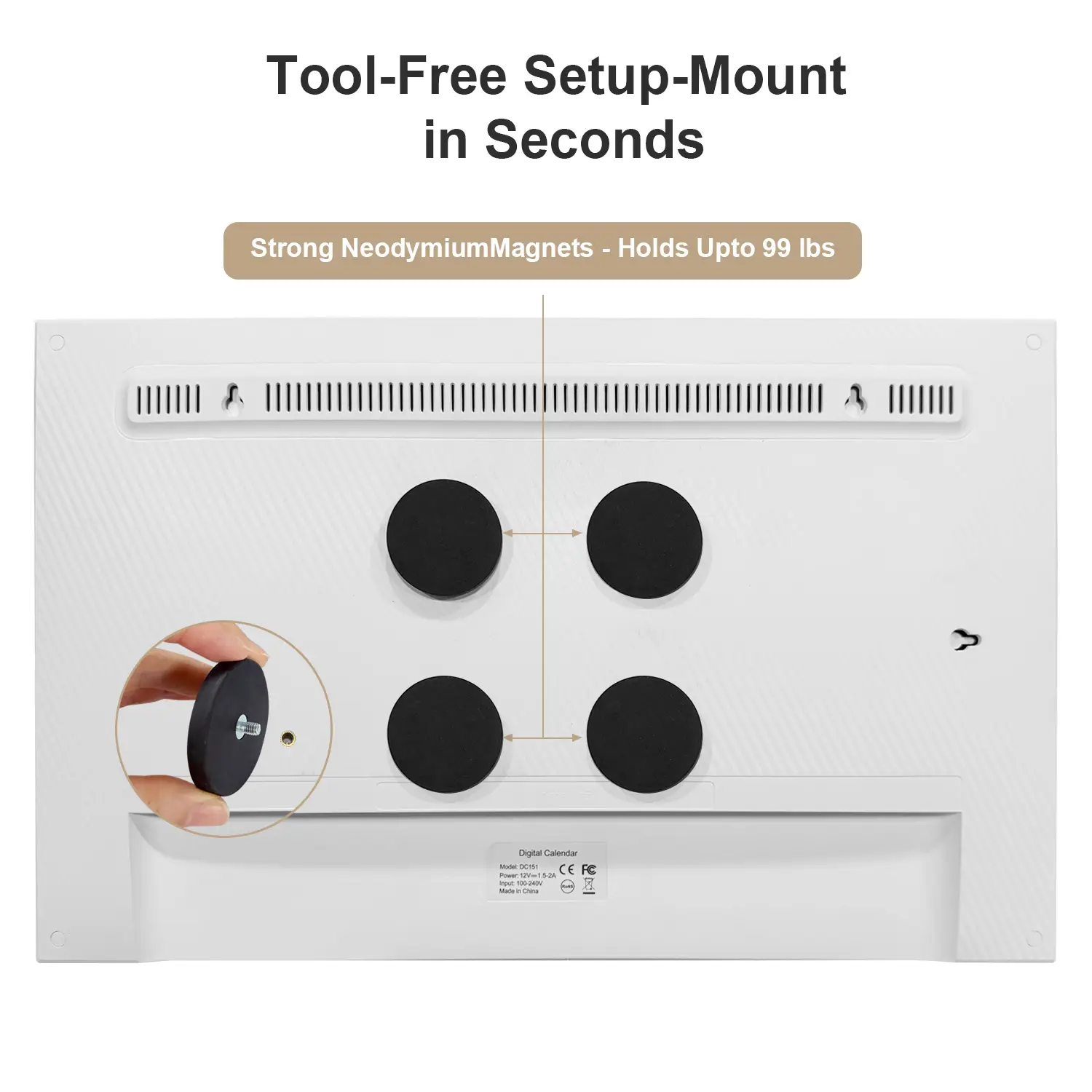 Magnetic Mount for Magnetic Mount Compatible with Dxmart, Akimart, Moonka, SSA Digital Calendar, Digital Calendar Accessory